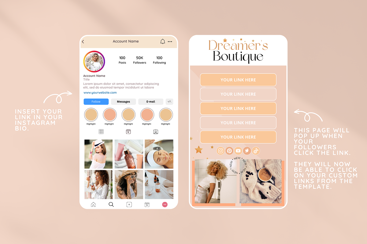 Peach Link in Bio, a Landing Page Template by SunshineStudioBoutique (Photo 5 of 9)