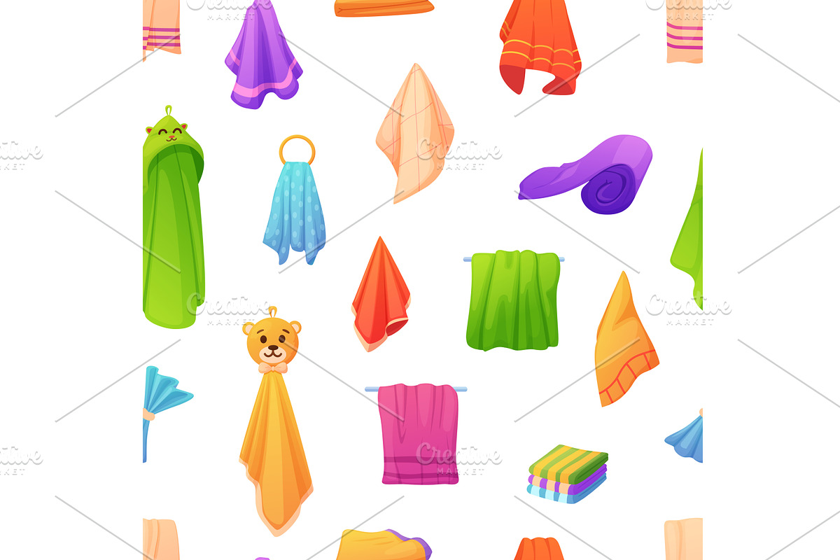 Bright cartoon towels seamless, a Texture Illustration by LadadikArt