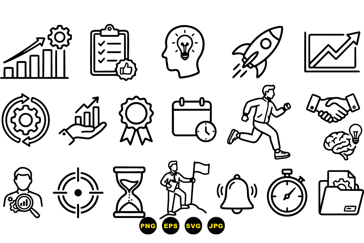 Business Productivity Icon Set, an Illustration by designvectx (Photo 3 of 3)