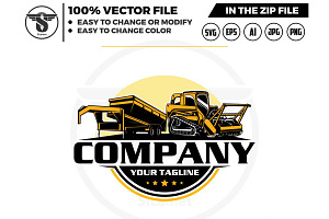 mulching skid steer and dump trailer, a Branding & Logo Template by slLametDesigns
