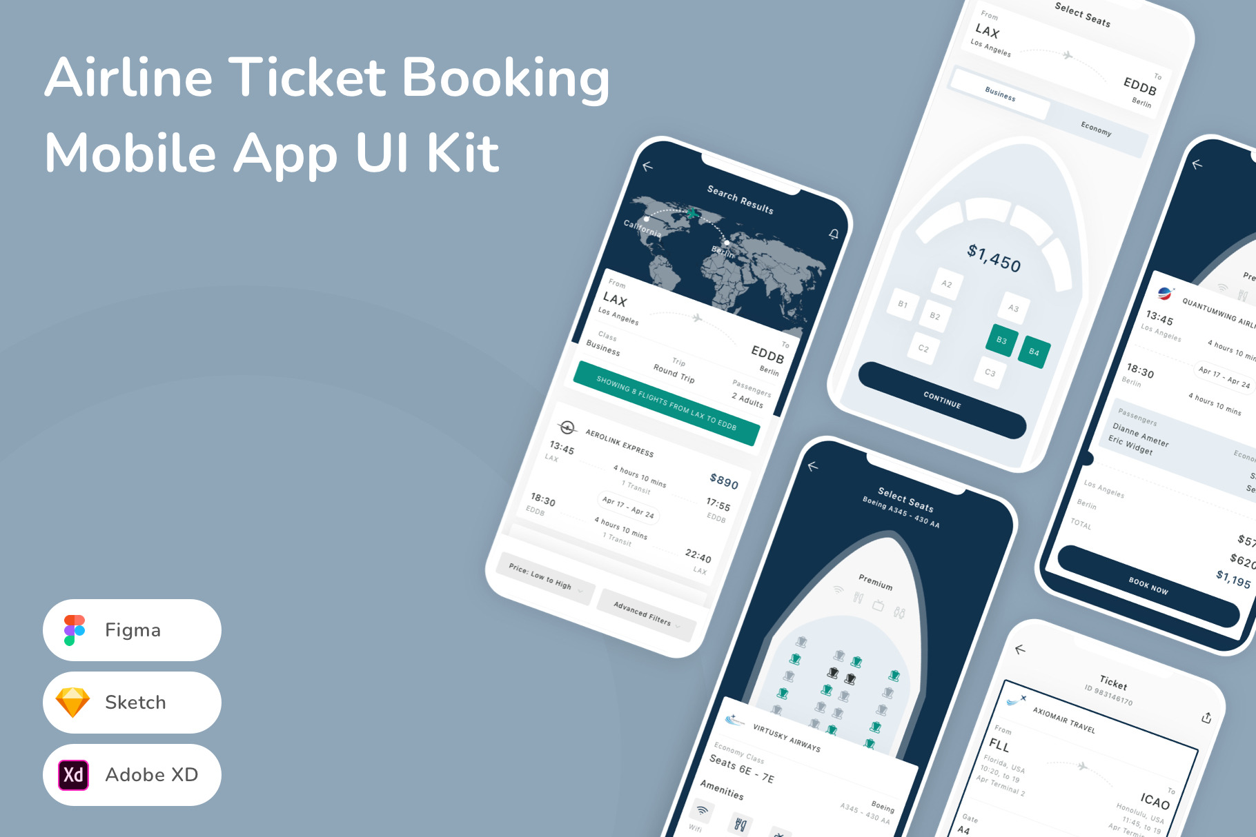 Airline Ticket Booking Mobile App UI, an UI Kit Template by Betush