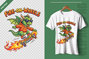 Fire on Wheels Skater Dragon Clipart, an Animal Illustration by zahidhossainalif (Thumbnail 3 of 3)