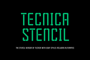 Tecnica Stencil Font Family, a Sans Serif Font by Graviton Font Foundry (Thumbnail 1 of 2)