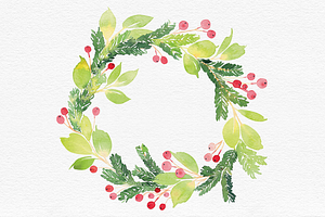 Watercolour Christmas Wreath Vector