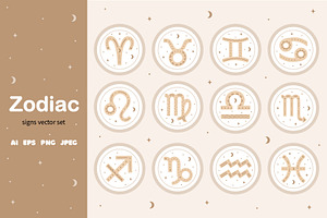 Zodiac signs vector set. PNG