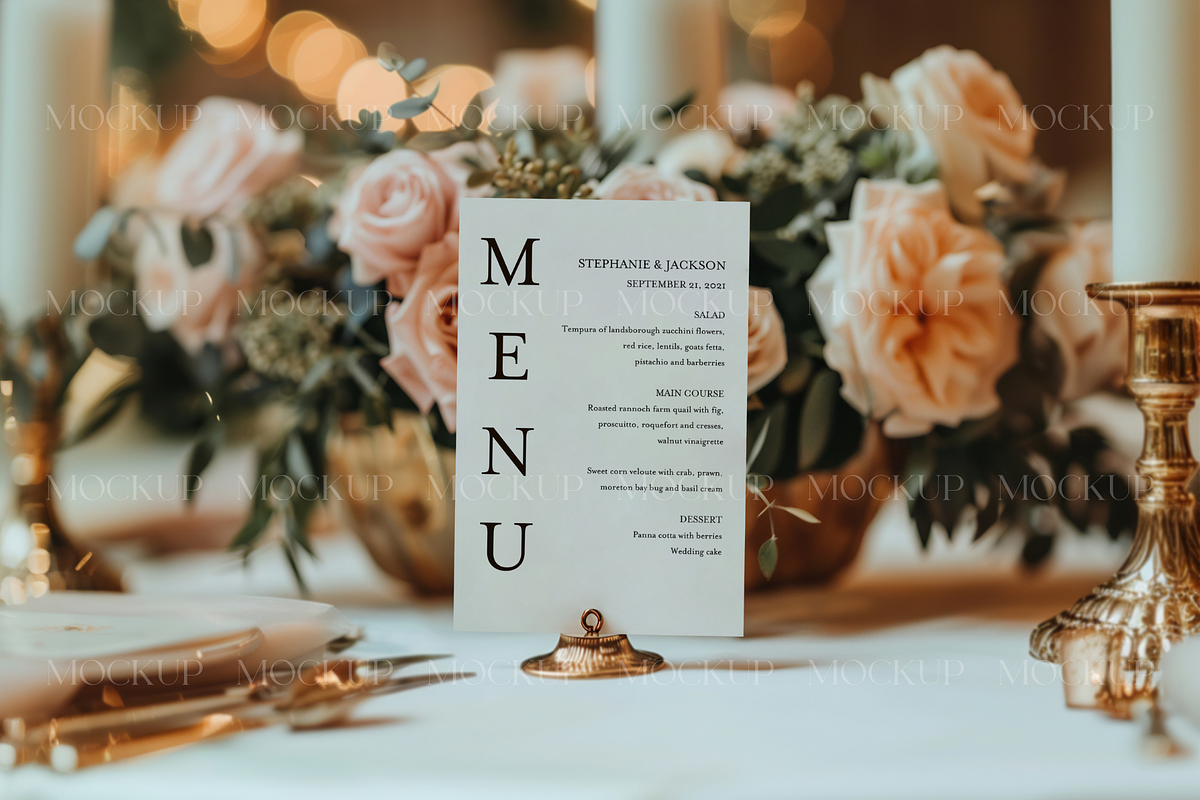 Table Menu Mockup, 4x6 Menu Mockup, a Product Mockup by TatiMockup