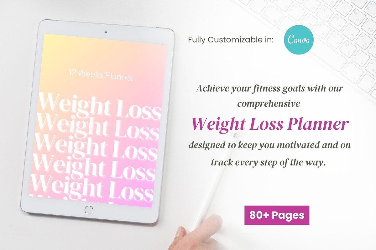 Weight Loss Planner Canva Template, a Templates & Theme by cmatworks (Photo 1 of 7)