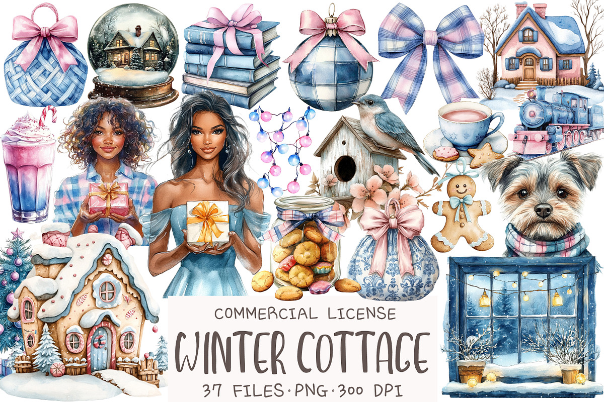 Cozy Winter Cottage Clipart, an Illustration by OK Design (Photo 1 of 5)