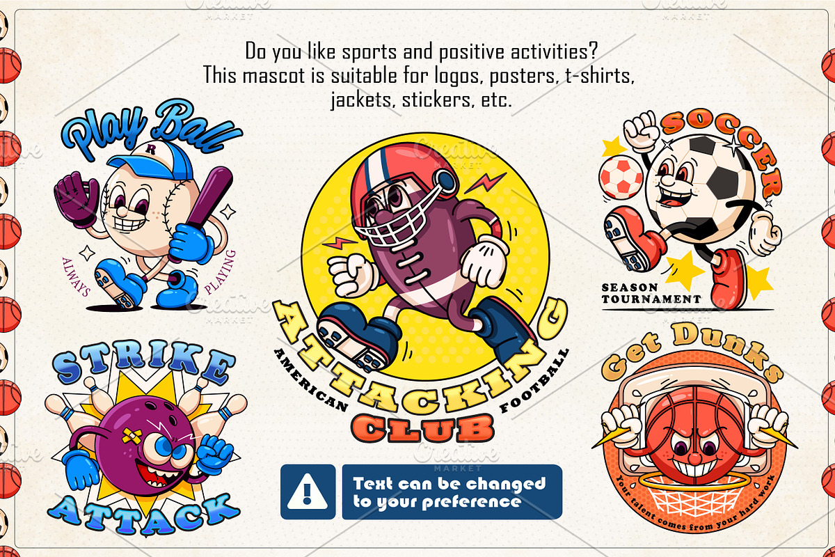 Sports Ball Retro Character Mascot, a Sport Illustration by Kevyn Creative (Photo 2 of 3)