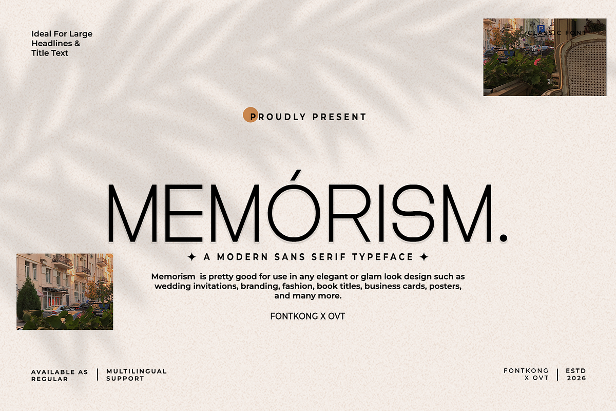 Memorism-Modern Sans Serif Typeface, a Sans Serif Font by overlaytemplates (Photo 1 of 5)