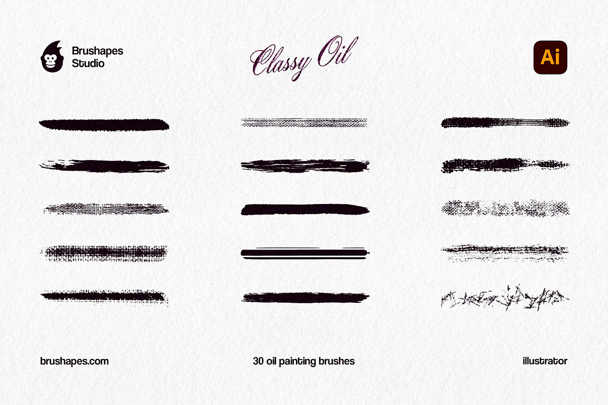 Classy Oil Illustrator Brushes, a Brush Add-On by brushapes.com (Photo 4 of 7)
