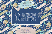 Watercolor patterns, a Pattern Graphic by ⚞ Kind Illustration ⚟ (Thumbnail 1 of 6)