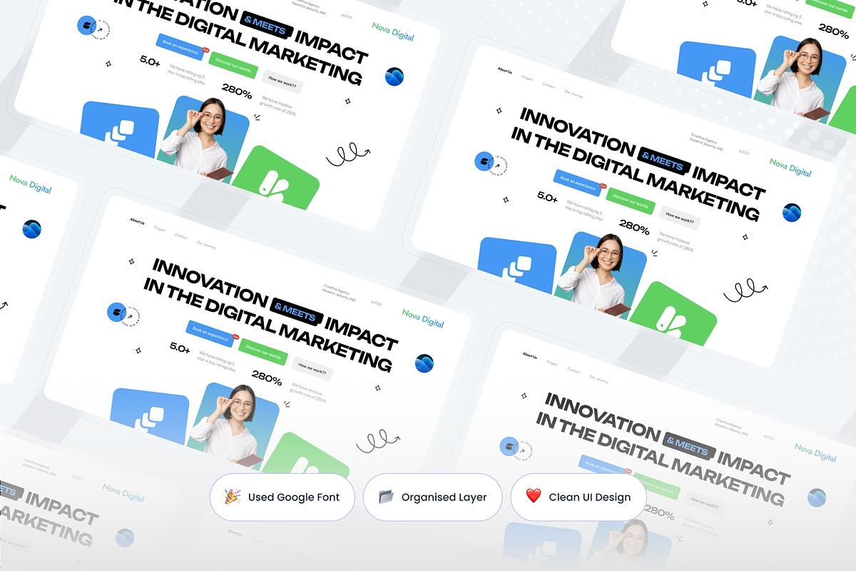 Digital Marketing Hero Header UI kit, an UI Kit Template by SquidPixey (Photo 2 of 3)