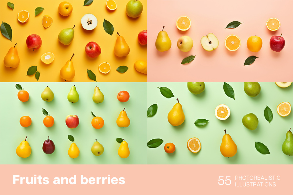 Fruits and berries. Patterns, a Food Illustration by Handmadefont (Photo 9 of 12)
