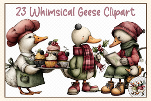 Whimsical Geese Clipart, an Illustration by cherrydesign