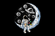 Astronaut enjoying coffee and donuts, a Food Illustration by gunaonedesign (Thumbnail 1 of 3)