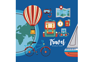 travel world tour poster, an Illustration by studiogstock
