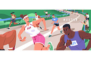 Sports people running marathon, a Sport Illustration by PaperTrident (Thumbnail 1 of 3)