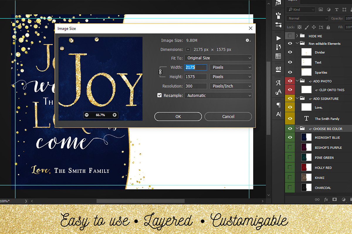 Christmas Card Template PSD | 004, a Card Template by Nifty Template Studio (Photo 8 of 11)
