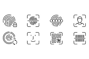 Biometric Identification Line Icon, an Object Illustration by Vector Creator