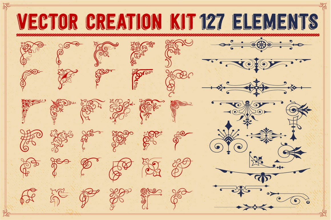 VECTOR CREATION KIT - 127 elements, a Decorative Illustration by ...