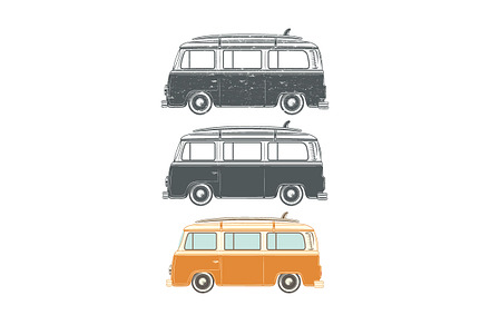 Set of retro travel camper vans., a Background Graphic by Aleksandrs