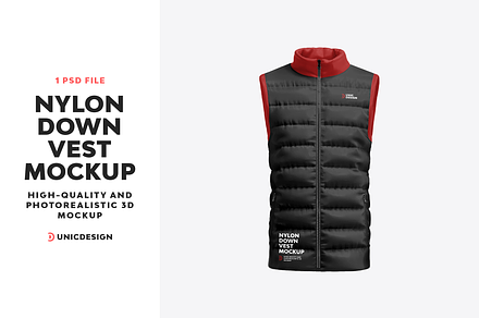 Nylon Down Vest Mockup, an Apparel Mockup by UnicDesign