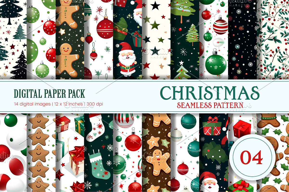 Christmas seamless pattern 04., a Texture Graphic by KENO Mascots (Photo 1 of 5)
