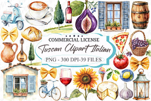 Watercolor Tuscan Clipart Italian, an Illustration by designcity5