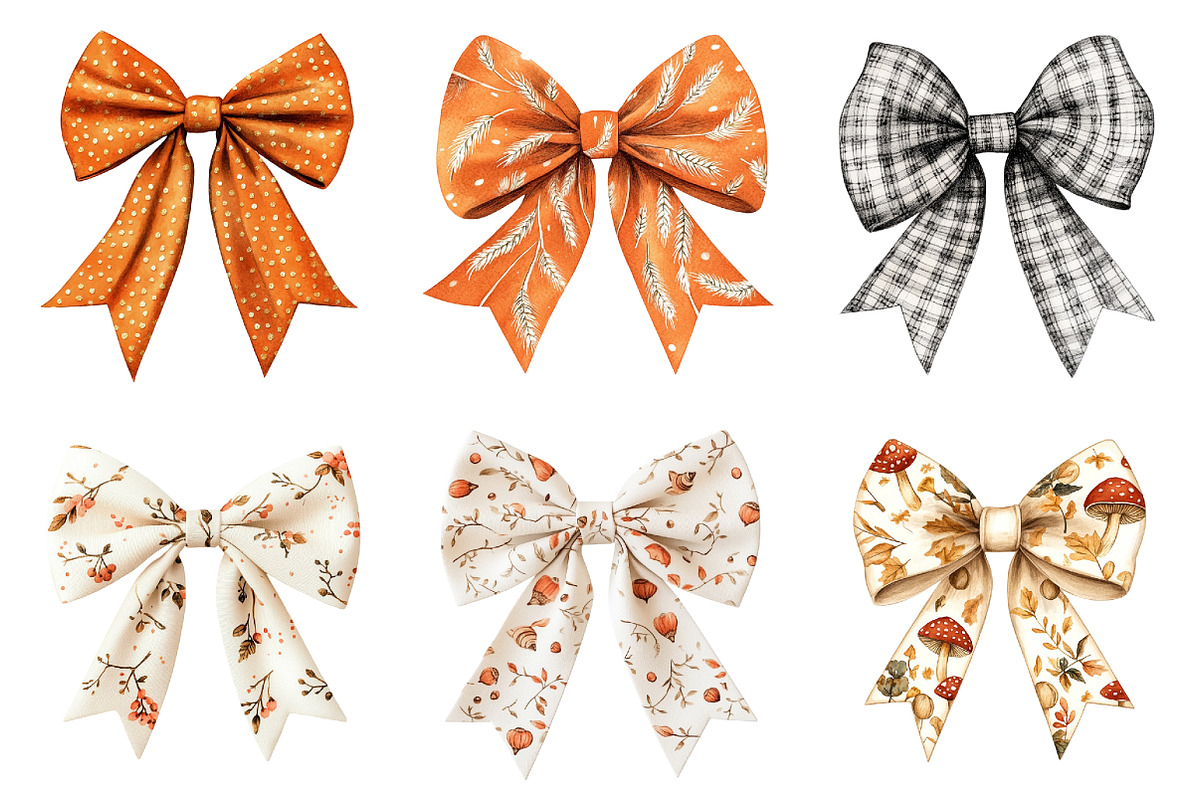Preppy Fall Bow Clipart PNG, a Seasonal Illustration by designcity5 (Photo 2 of 5)