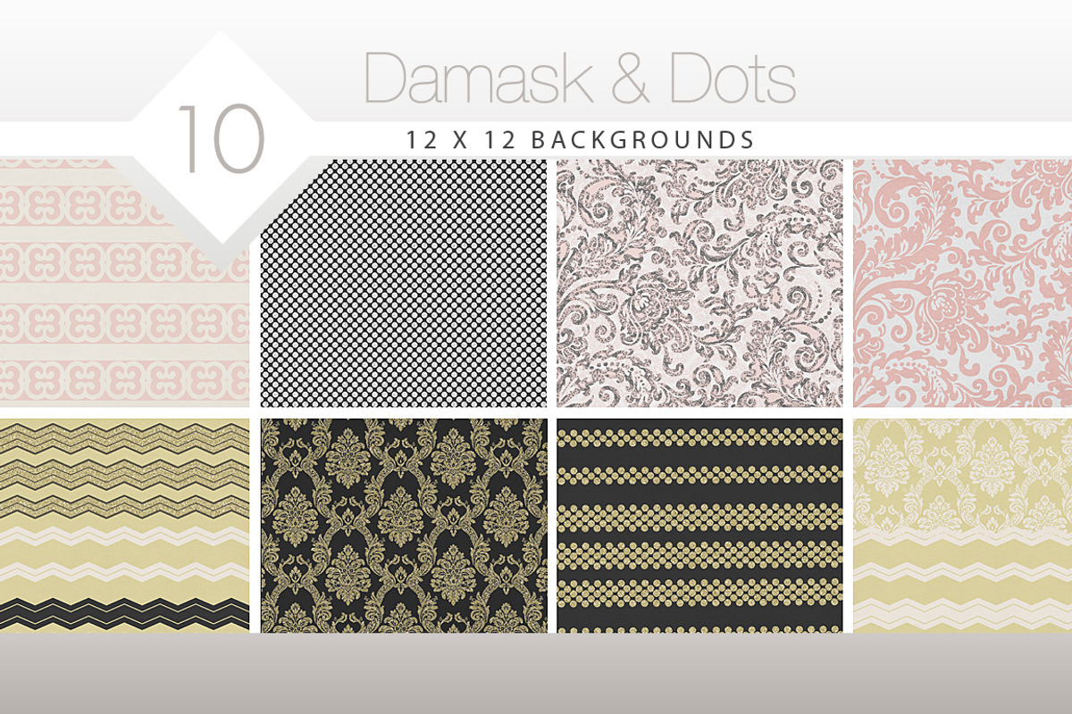 Damask & Dots High Res Backgrounds, a Texture Graphic by Posh Papers & Patterns (Photo 1 of 5)