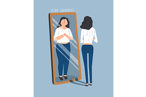 Anorexia girl is unhappy with her, a Healthcare Illustration by Stock-Smart-Start