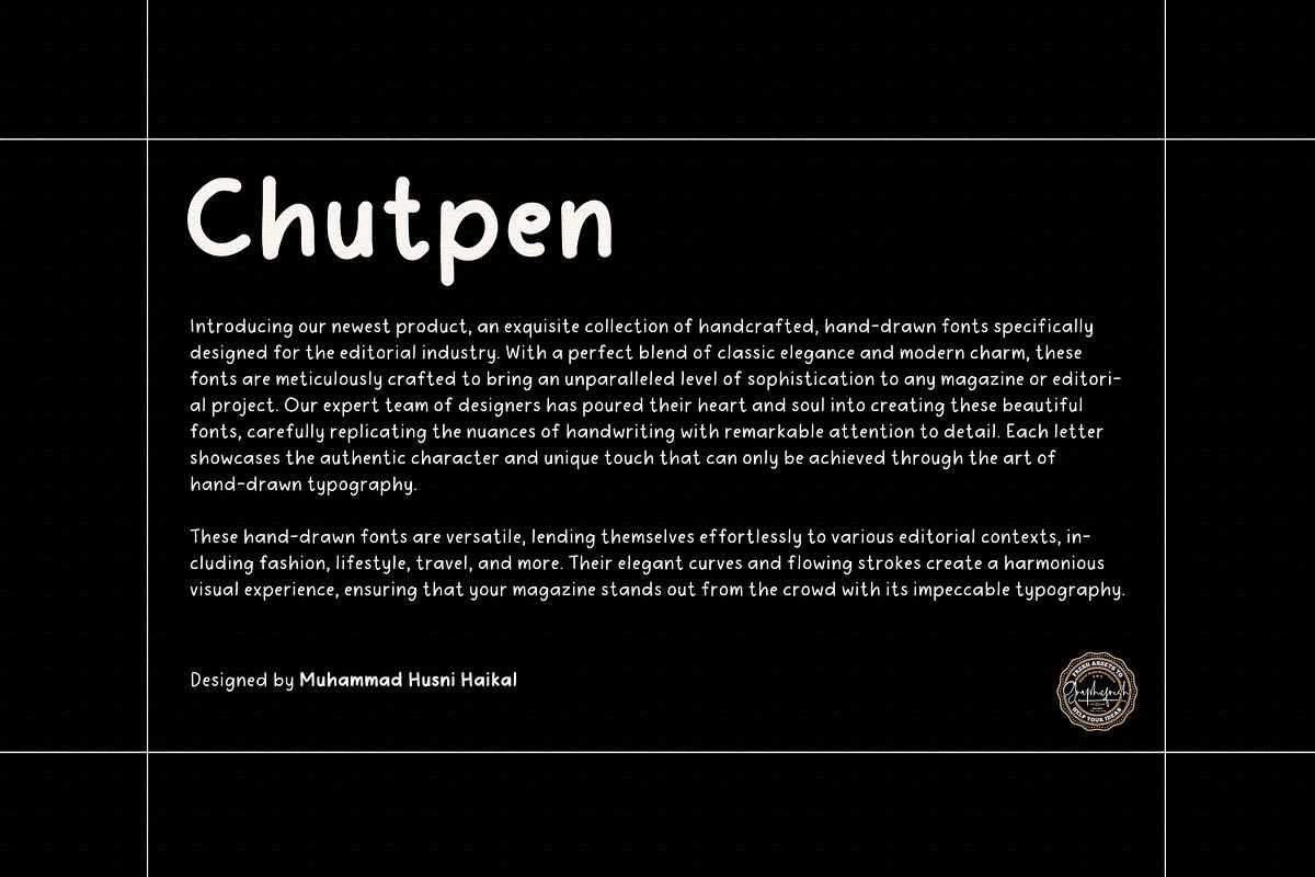 Chutpen - The Editorial Font, a Handwritten Font by Graphicfresh (Photo 2 of 7)