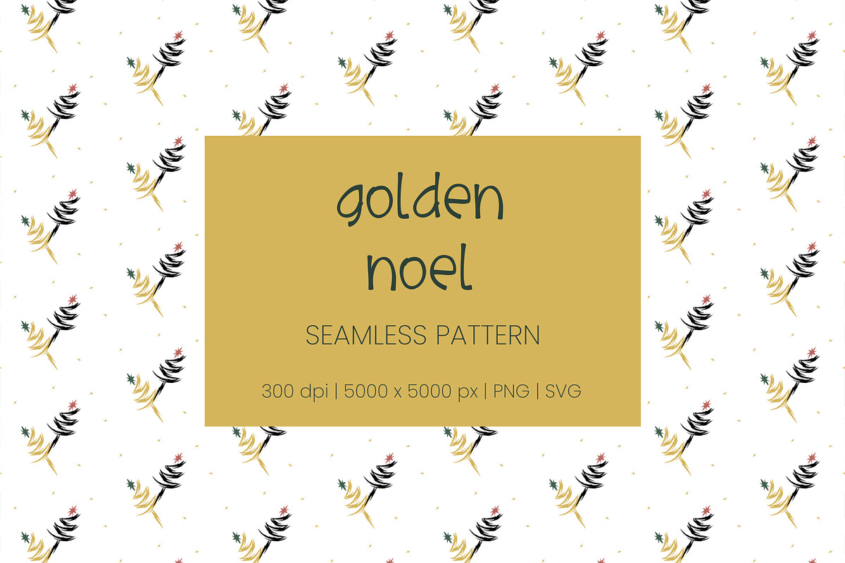 Golden Noel Seamless Pattern, a Pattern Graphic by Roze Prints (Photo 1 of 3)