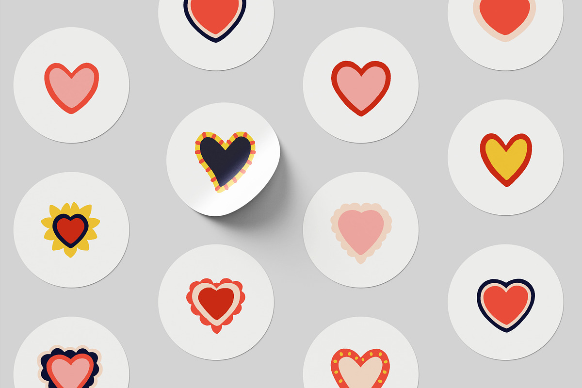 Cute hearts, love symbols set, a Decorative Illustration by Good Studio (Photo 6 of 8)