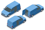 Isometric blue cargo van with open, a Transportation Illustration by Golden Sikorka (Thumbnail 3 of 3)