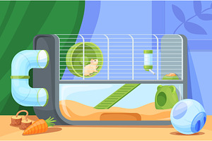 Hamster cage. Hamsters house cartoon, an Animal Illustration by Stock-Smart-Start