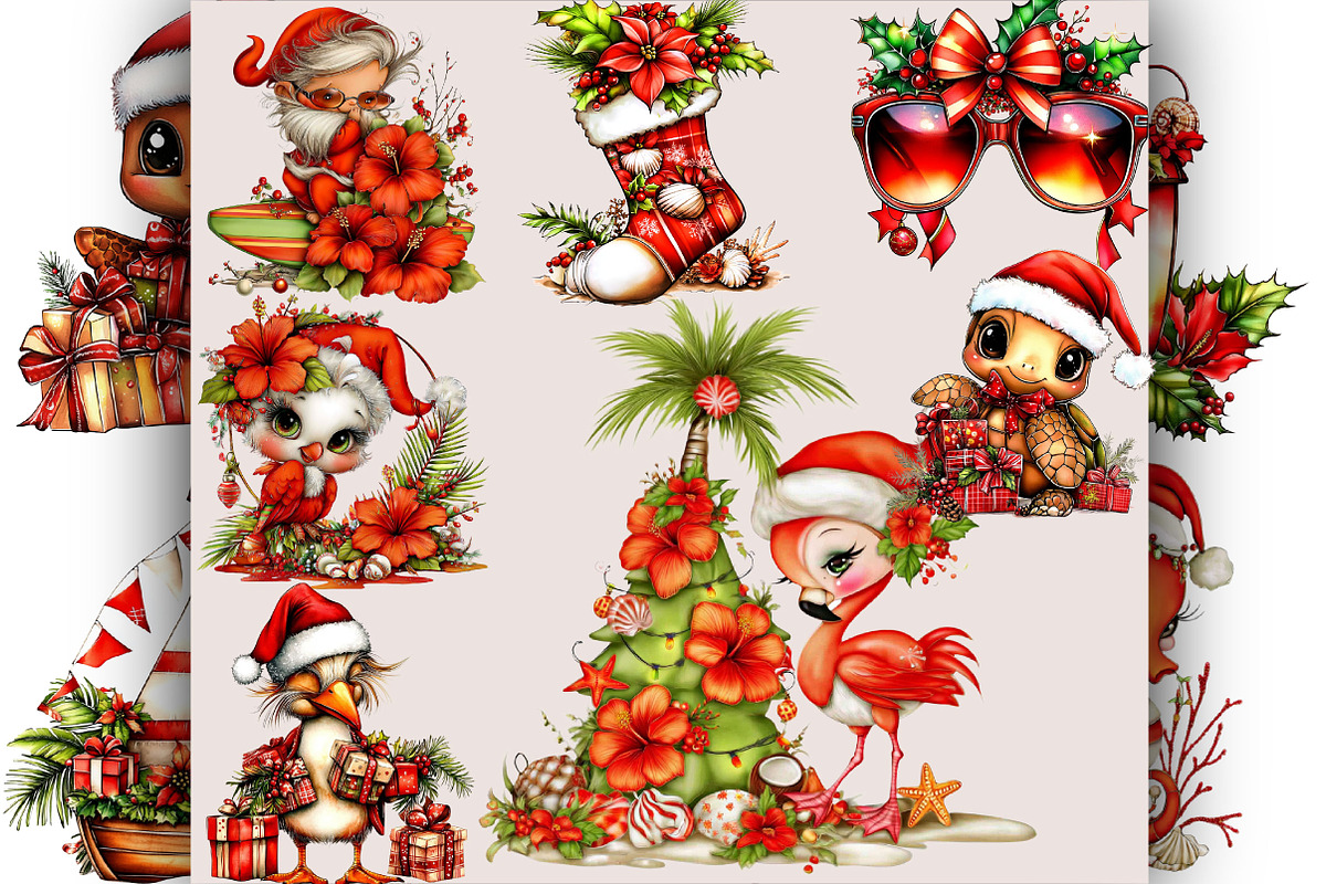 Summer Christmas Clipart Bundle., a Seasonal Illustration by SVGArt (Photo 3 of 5)
