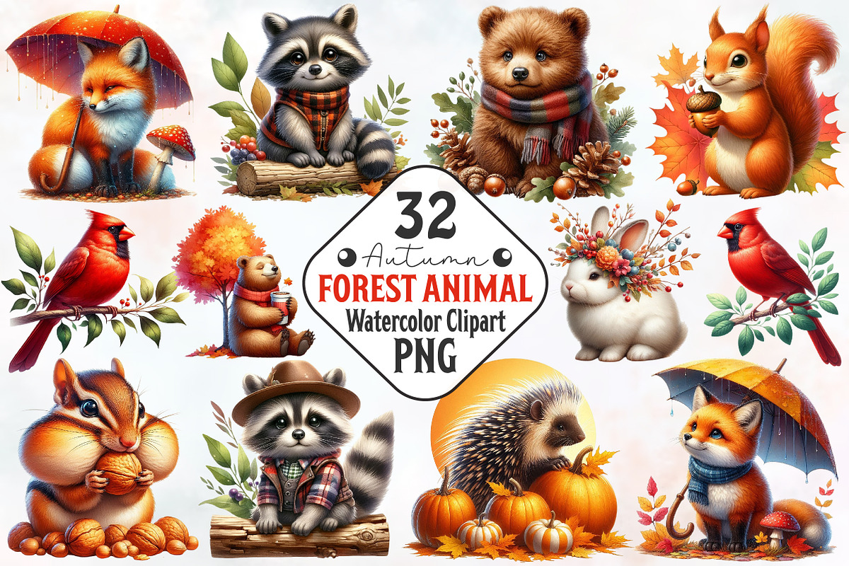 Autumn Forest Animals Sublimation, a Seasonal Illustration by RobertsArt (Photo 1 of 7)