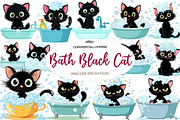 Bath black cat clip-art, an Illustration by CreationArt (Thumbnail 1 of 6)
