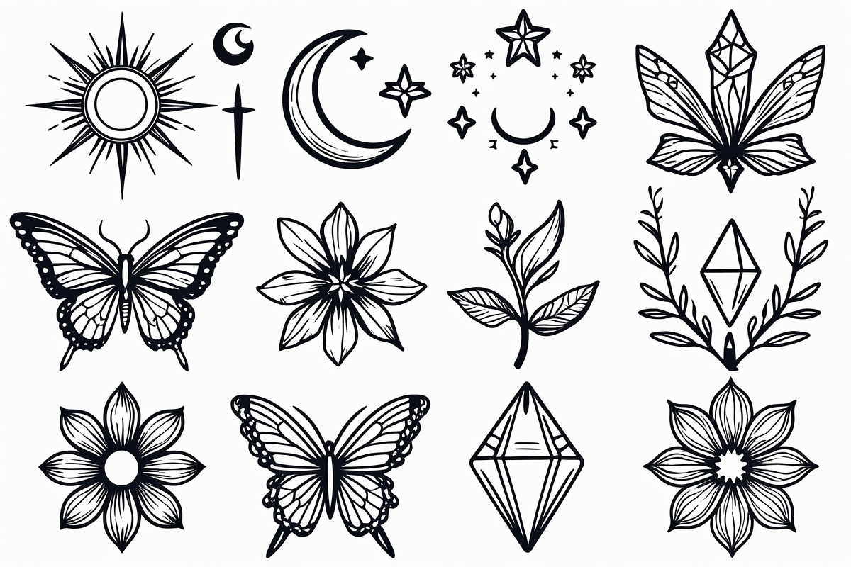 Mystic Boho Crystal & Nature Icons, an Illustration by Designer_Momina (Photo 6 of 7)
