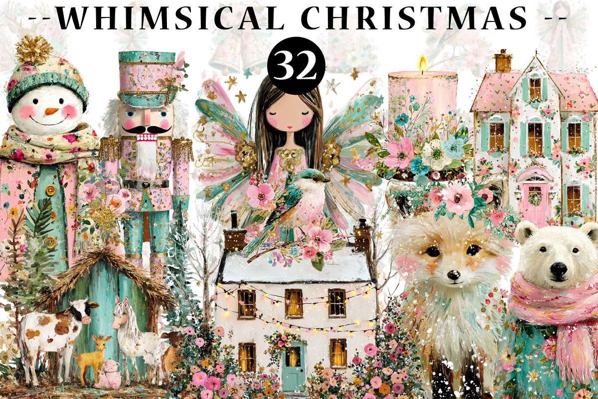 Vintage whimsical Christmas, an Illustration by CreationArt (Photo 1 of 5)