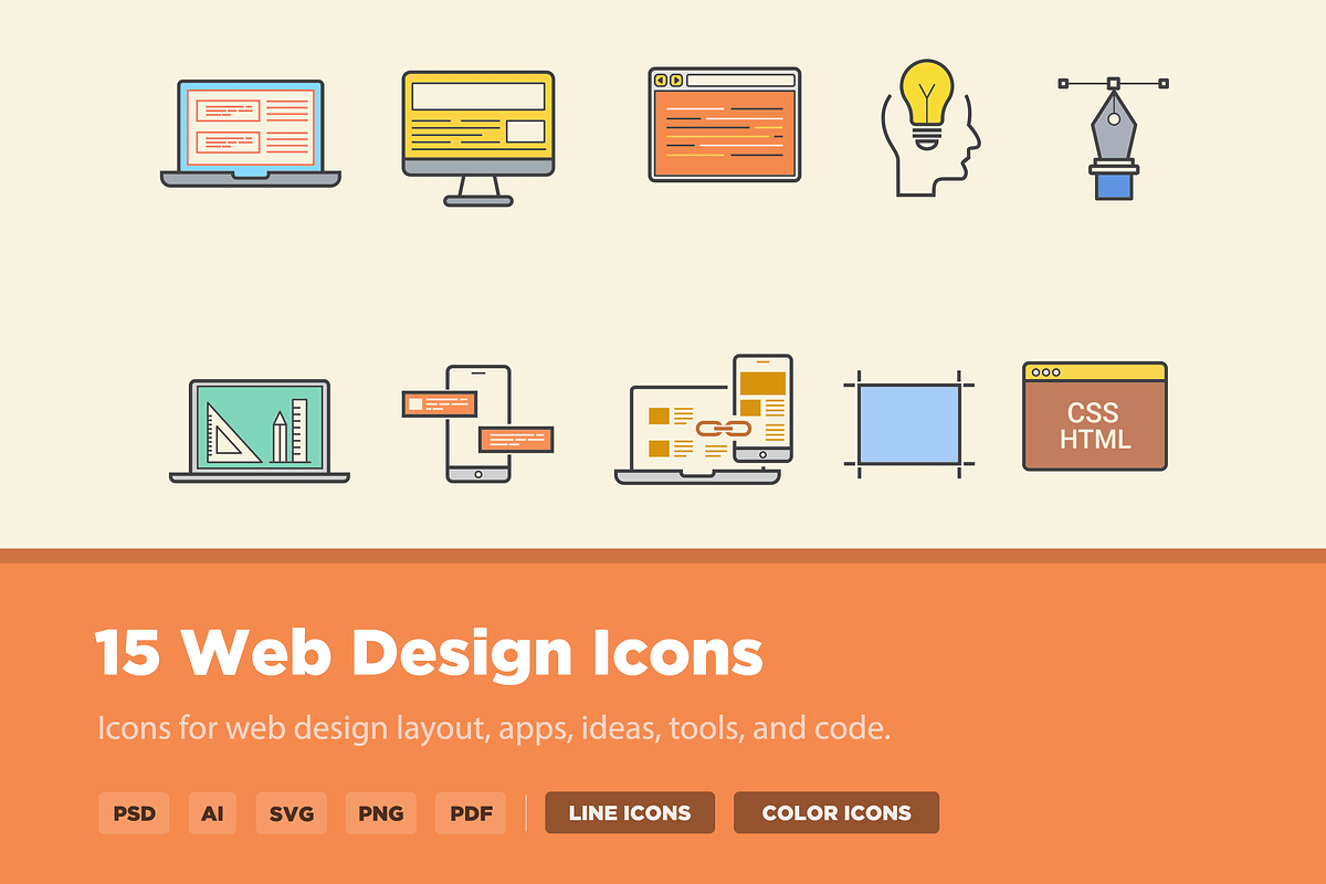 15 Web Design Icons, an Icon by Creative VIP