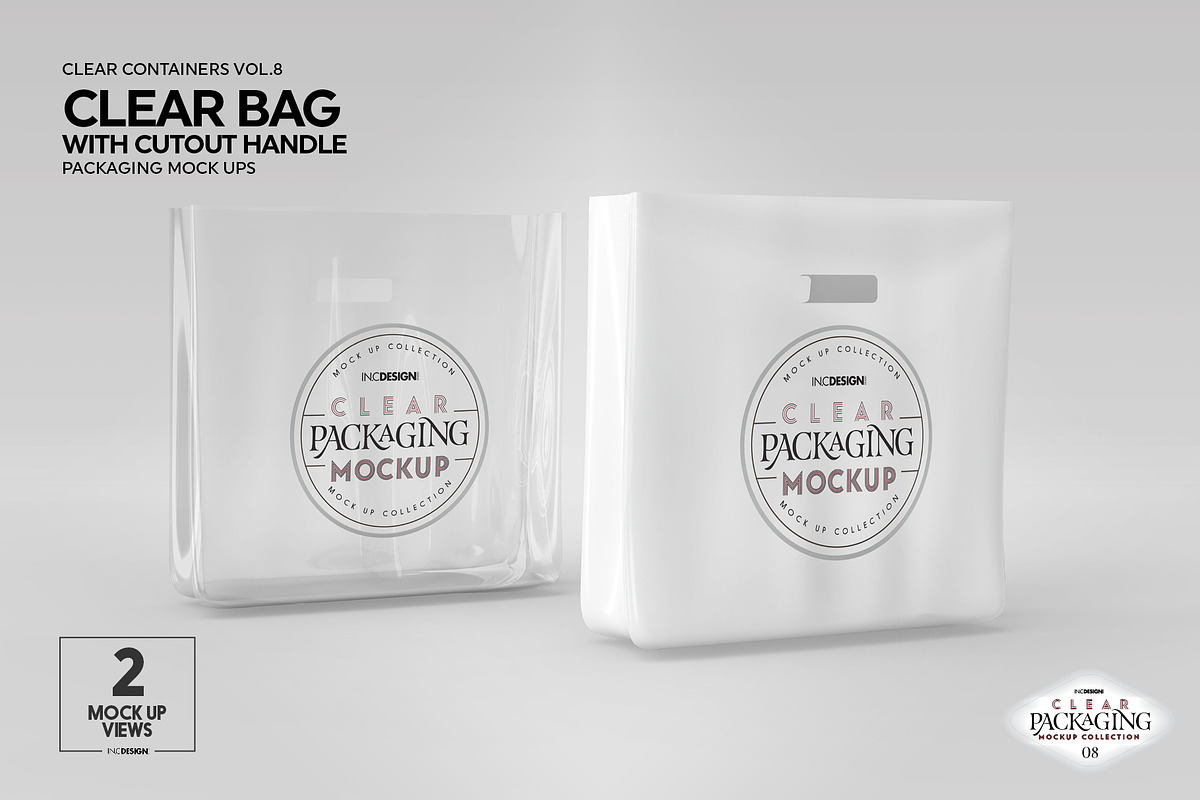 Clear Bag with Cutout Handles Mockup, a Packaging Mockup by INCDesign (Photo 10 of 10)