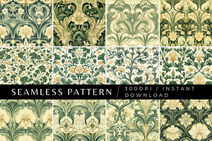 12 Vintage Nouveau Seamless Patterns, a Pattern Graphic by Inknfolly