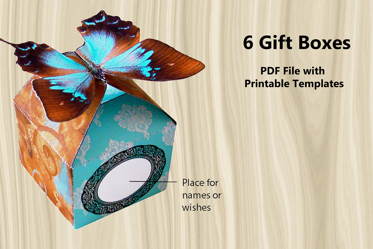 6 Gift Boxes - PDF Printable Pattern, a Print Template by Kseniya-Omega (Photo 1 of 4)