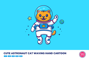 Cute Astronatu Cat Waving Hand