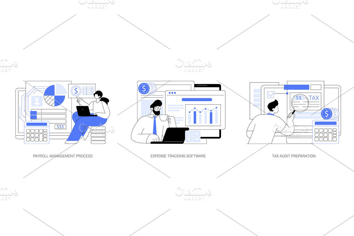 Payroll, Budgeting, Tax Prep, a Finance Illustration by Visual Generation