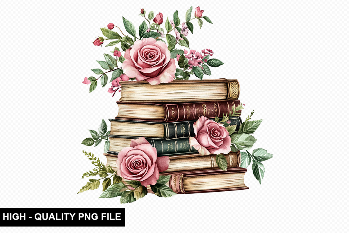 Watercolor Floral Book Clipart, an Illustration by crative8112 (Photo 9 of 11)