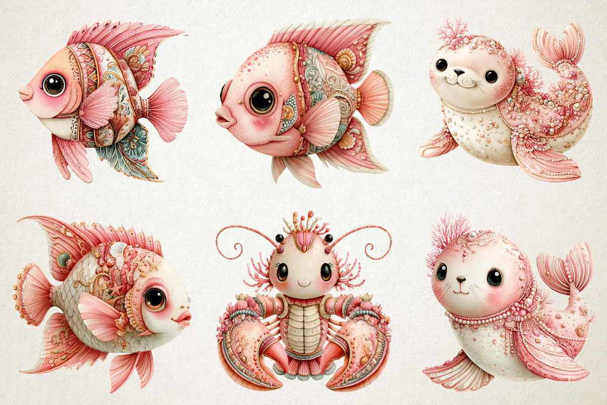 Pink Undersea Life PNG Clipart, an Animal Illustration by RobertsArt (Photo 3 of 6)